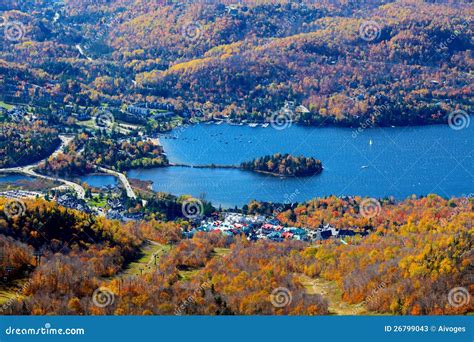 Aerial View Mont Tremblant Lake and Village Stock Image - Image of tremblant, mont: 26799043