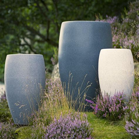 Premium Plastic Curvy Modern Garden Planters with Stone Effect Finish and 3 Sizes