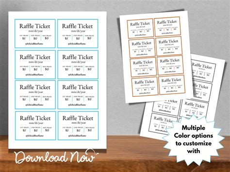 Blue Ticket, Printable Raffle, Editable Raffle Template Ticket, Diy Ticket, Custom Ticket ...