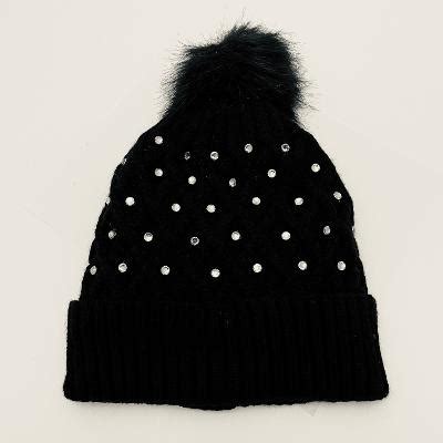 Sparkle Pom Pom Hat-Black - Your Perfect Gifts