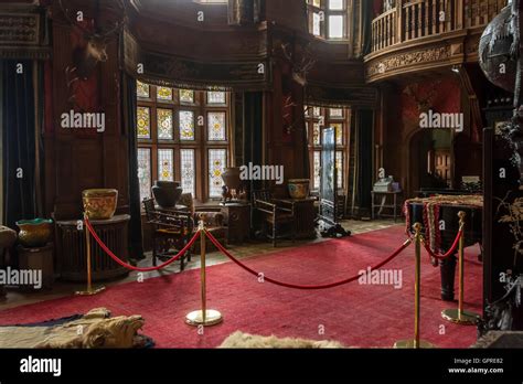 The Grand Hall inside Kinloch Castle, Isle of Rum, Scotland, UK Stock ...