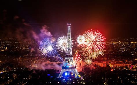 Fireworks On Eiffel Tower HD desktop wallpaper : Widescreen : High Definition : Fullscreen