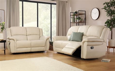 Lombard Ivory Leather 3+2 Seater Recliner Sofa Set | Furniture Choice