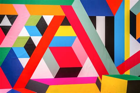 Orren Ellis Colorful Geometric Shapes, Street Art - Wrapped Canvas Print | Wayfair