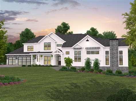 North Dallas House Plan | Two Story Grand Farmhouse Wide and Shallow Home Design - MF-4806