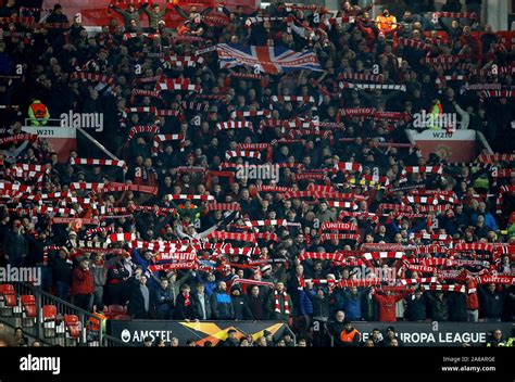 Manchester United fans in the stands during the UEFA Europa League Group L match at Old Trafford ...