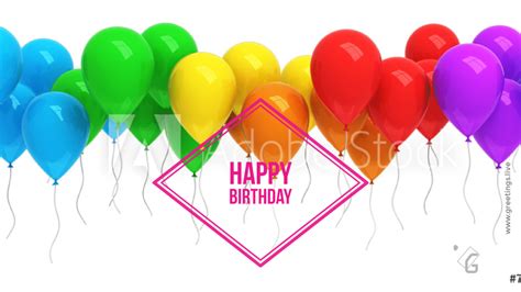 happy birthday card with colorful balloons in the shape of a diamond on a white background