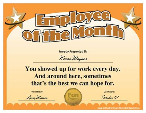 Employee of the Month Award | Leadership | Pinterest | Employee Awards, Comedians and Funny ...