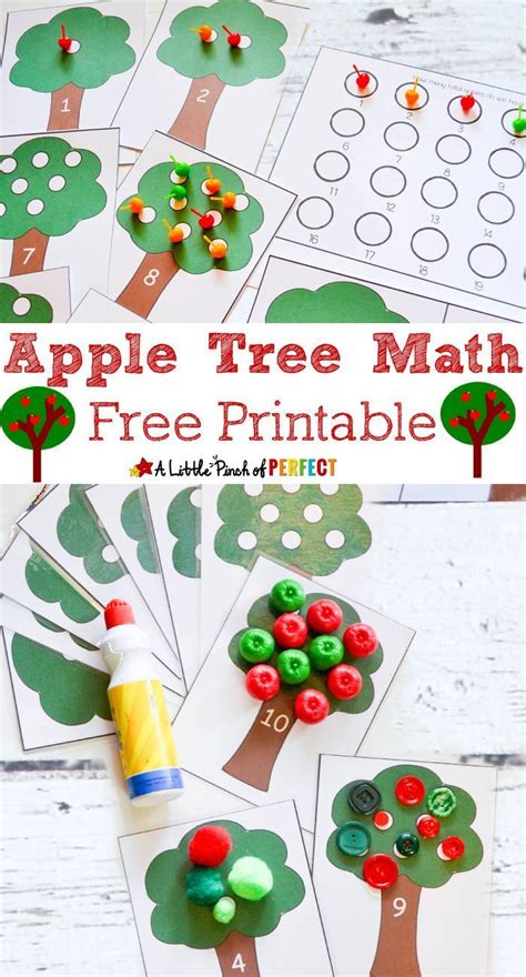 Apple Tree Math Activity and Free Printable - | Math apple activities, Preschool apple theme ...