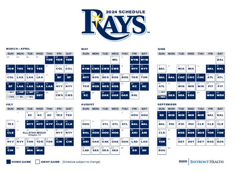 Tampa Bay Rays release 2024 regular season schedule - NewsFinale