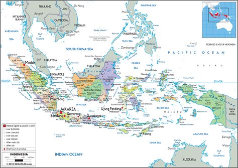 Indonesia Political Wall Map by GraphiOgre