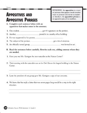 Appositive Phrases Worksheets - Worksheets For Kindergarten