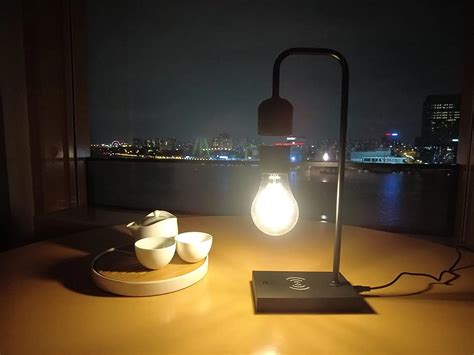 Custom Dropshipping Wood Magnetic Floating Levitating Led Light Bulb Lamp With Wireless Phone ...