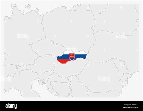 Slovakia map highlighted in Slovakia flag colors, gray map with ...