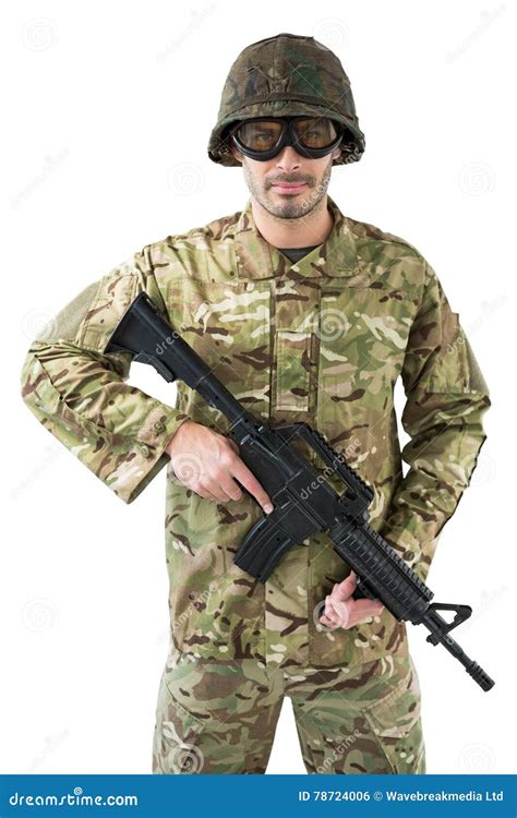 Portrait of Soldier Holding a Rifle Stock Photo - Image of danger ...