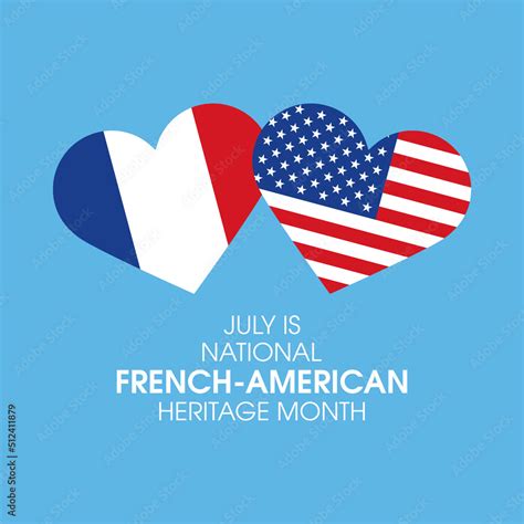 July is National French American Heritage Month vector. Flag of France ...