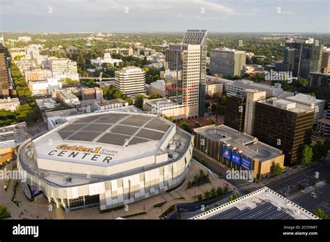 Aerial view of the Golden 1 Arena in downtown Sacramento home of the ...