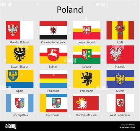 Set Flags of the voivodships of Poland, All Polish regions flag ...