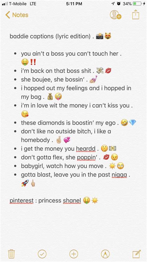 baddie captions (lyric edition) . 📸😻 | Instagram quotes, Instagram ...