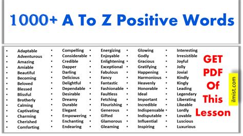 1000+ Positive Words List In English | A To Z Words List - ilmist