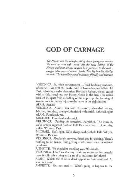 God Of Carnage Script by Yazmina Reza | PDF