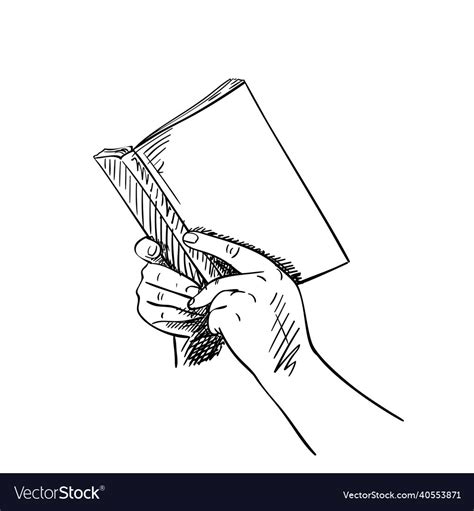 Sketch of hands holding open book with blank Vector Image