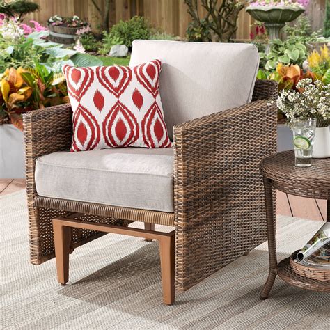 Better Homes & Gardens Davenport Patio Wicker Glider Chair with Beige Cushions - Walmart.com ...