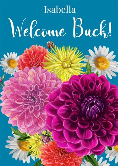 Bright Flowers Illustration Customisable Welcome Back Card | Moonpig