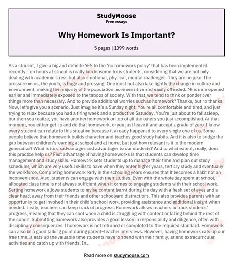 💌 Importance of homework essay in english. The Importance of Homework in Education Free Essay ...