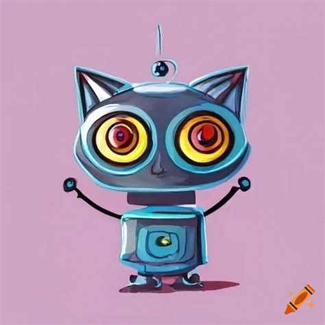 Hand-drawn cartoon cat robot