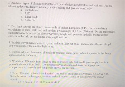 Solved 1. Two basic types of photonic (or optoelectronic) | Chegg.com