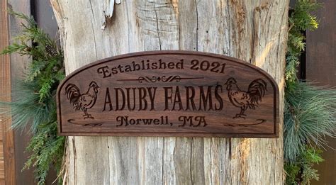 Custom Chicken Farm Sign Rooster Gift Solid Walnut Sign | Etsy