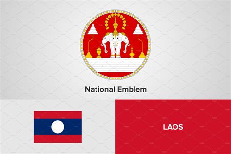 Laos National Emblem & Flag Template | Object Illustrations ~ Creative ...