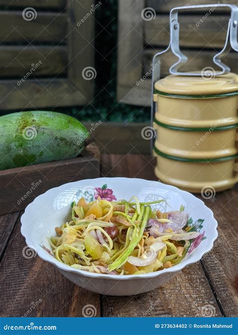 Kerabu Mangga or Spicy Mango Salad, Local Appetizer Popular in Asia Stock Photo - Image of mango ...