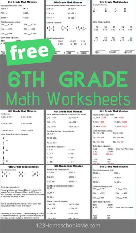 6th Grade Minute Math Answer Key - Brent Acosta's Math Worksheets