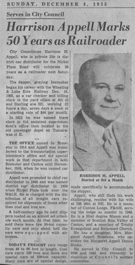 News Article - Harrison Appell's 50 years | The Nickel Plate Archive