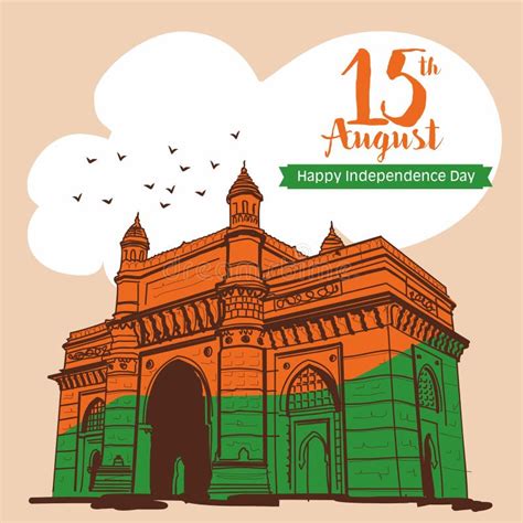 Happy Independence Day . Gateway of India at Mumbai India Illustration ...