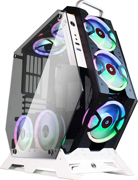 KEDIERS 7 PCS RGB Fans ATX Mid-Tower PC Gaming Case Open Computer Tower Case - USB3.0 - Remote ...