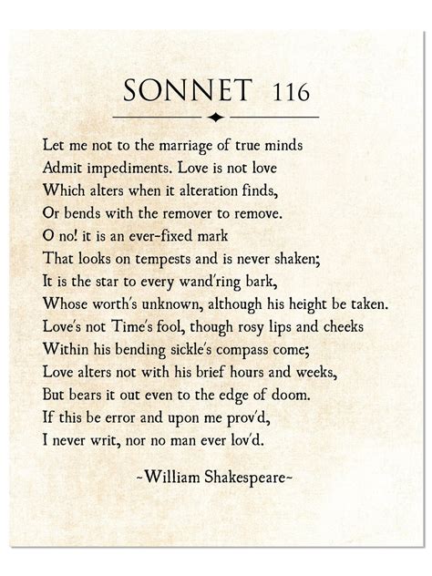 Sonnet 116 by William Shakespeare Poetry Art Love Poem Love - Etsy