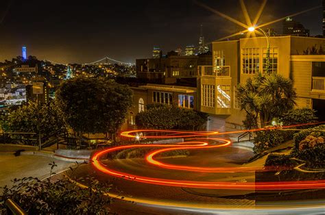 San Francisco Lombard Street at Night Photograph by Robert Powell