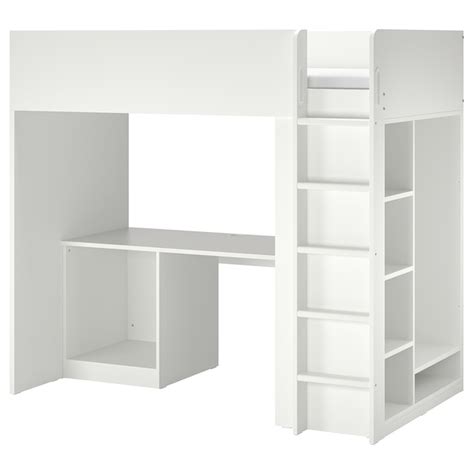 SMÅSTAD loft bed frame, desk and storage, white, Twin - IKEA