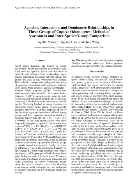 (PDF) Agonistic Interactions and Dominance Relationships in Three ...