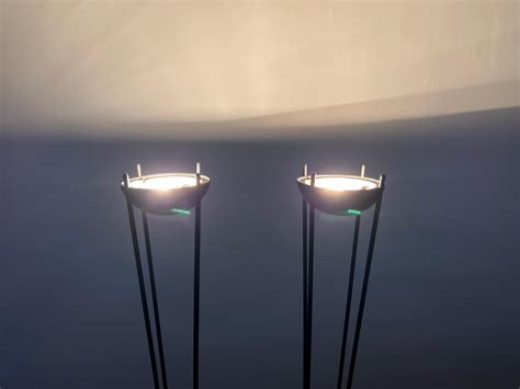 Postmodern Koch and Lowy Matte Black Torchiere Floor Lamps, 1980s, a Pair For Sale at 1stDibs
