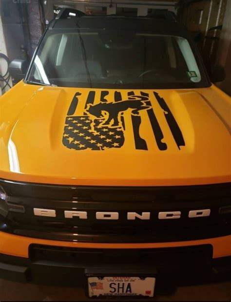 Distressed American Flag With Bronco Cutout Hood Decal for - Etsy in 2022 | Bronco sports, Ford ...