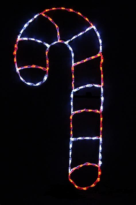 Single Candy Cane Facing Left | LED Light Display | Christmas Cottage Lights