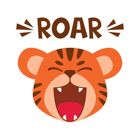 Flat cute tiger open mouth roar. Trendy Scandinavian style. Cartoon animal character vector ...