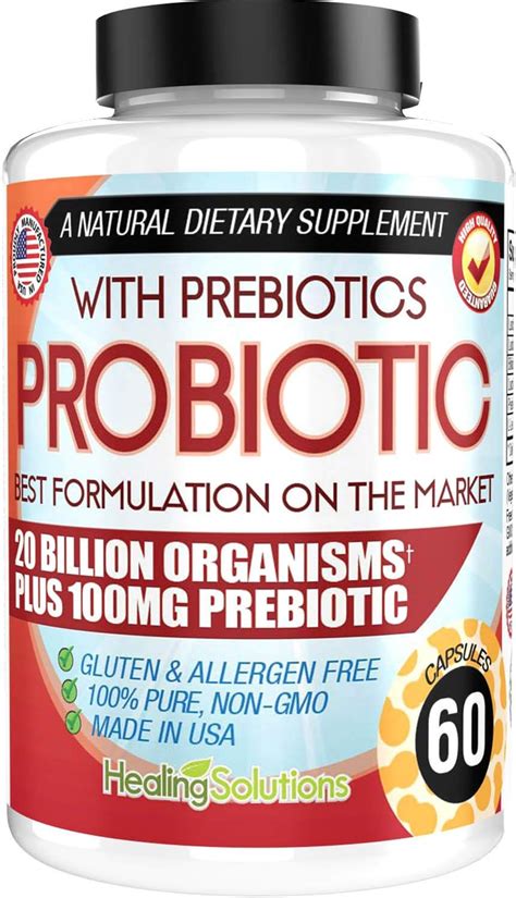 Amazon.com: Healing Solutions Probiotics 20 Billion CFU Plus 100mg ...