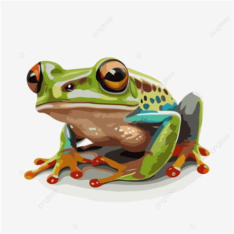 Green Frog Vector, Sticker Clipart The Cartoon Tree Frog Is In 3d ...