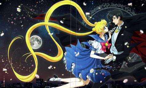 Sailor Moon and Tuxedo Mask, moon, anime, love, sailor moon, couple ...