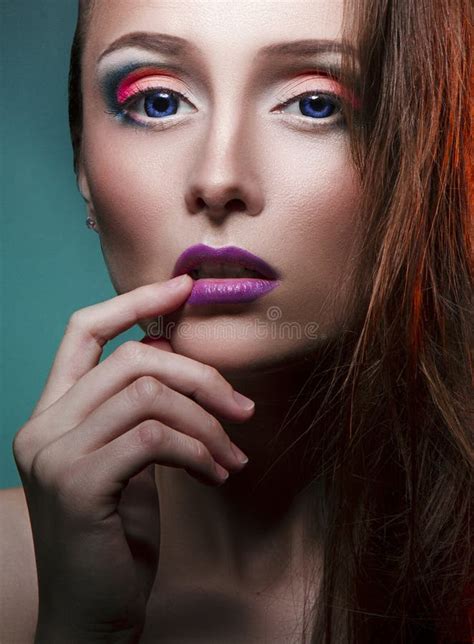 Lovely Makeup on Face Beautiful Girl Stock Image - Image of beauty ...